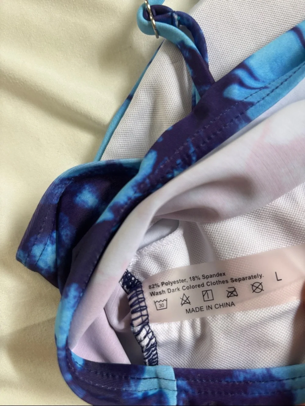 Blue Tie-Dye Triangle Bikini Top Size Large/Runs Small - Picture 2 of 7
